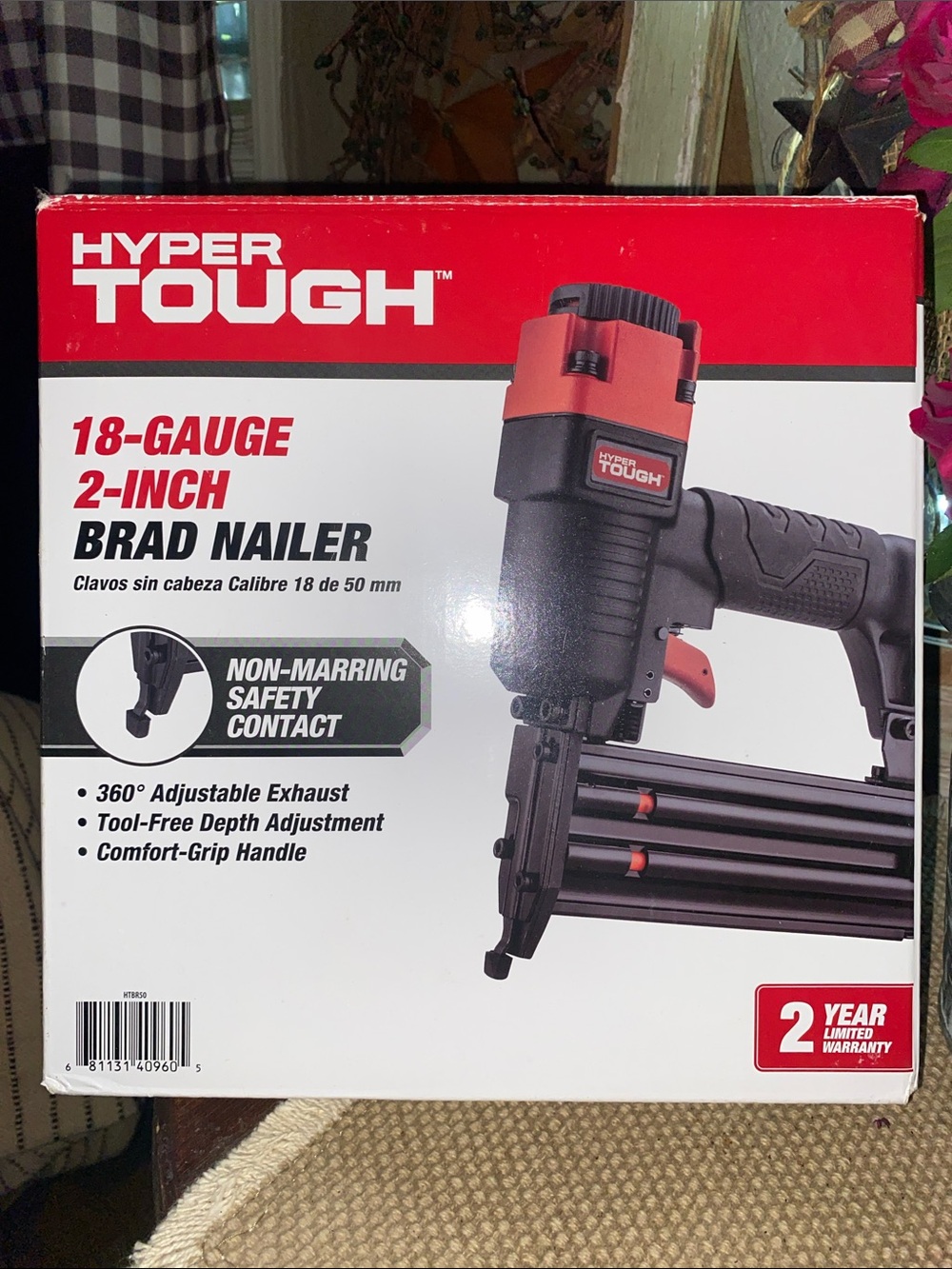 New In Box, Hyper Tough 18-Gauge 2-Inch Brad Nailer - Red/Black